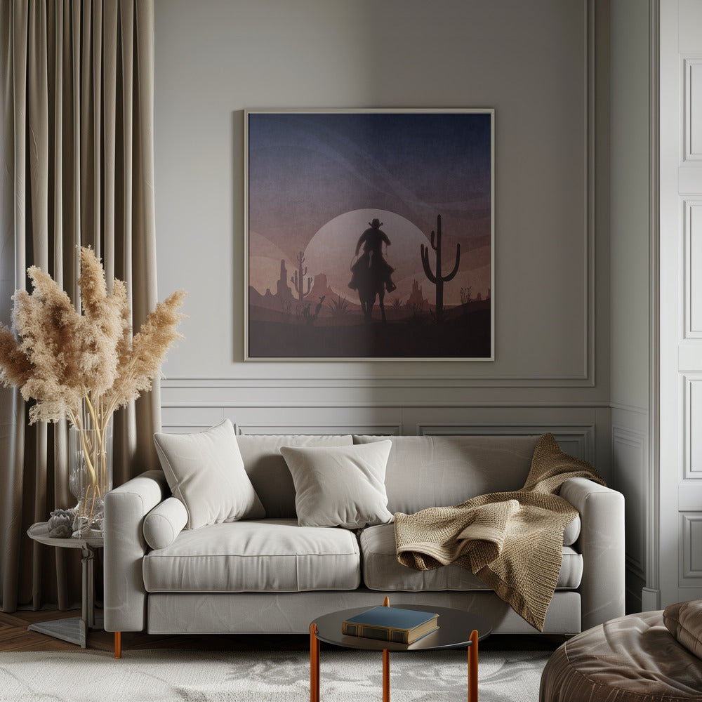 Cowboy Sunset Poster